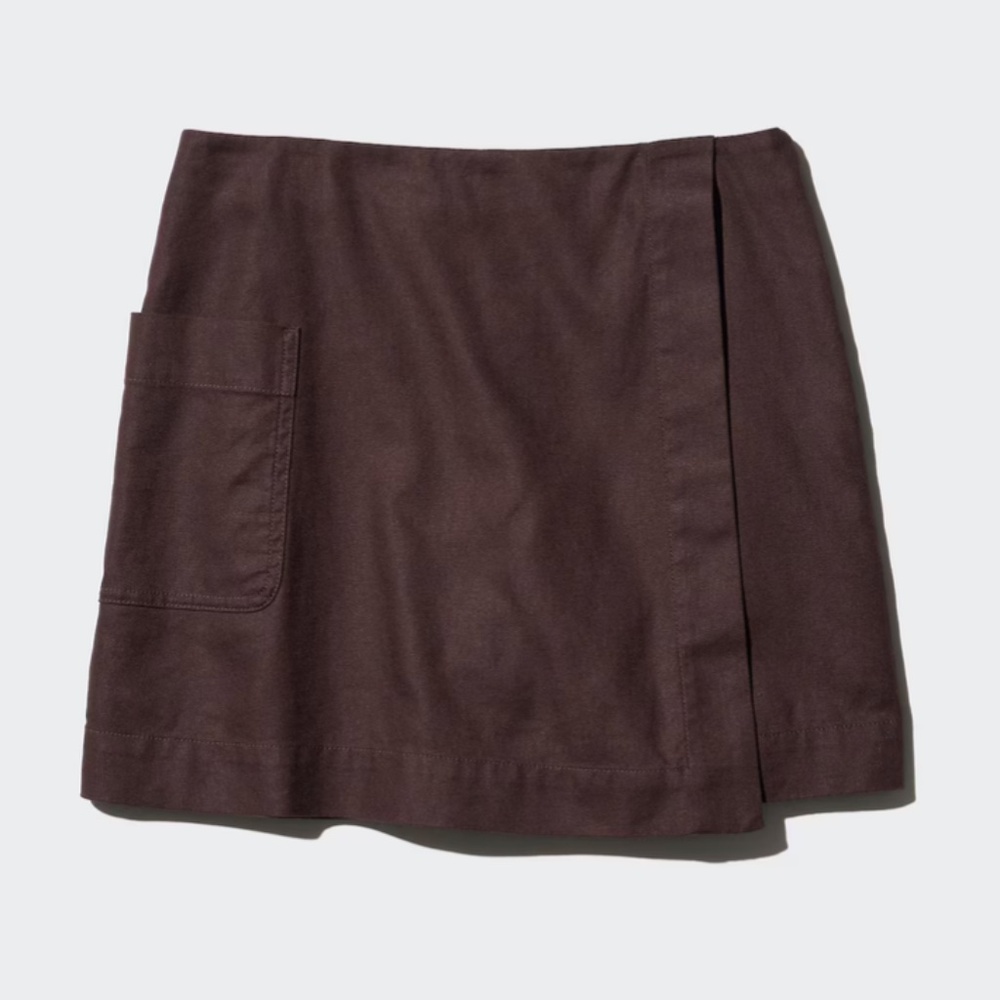 Uniqlo Linen Blend Skort - Dark Brown